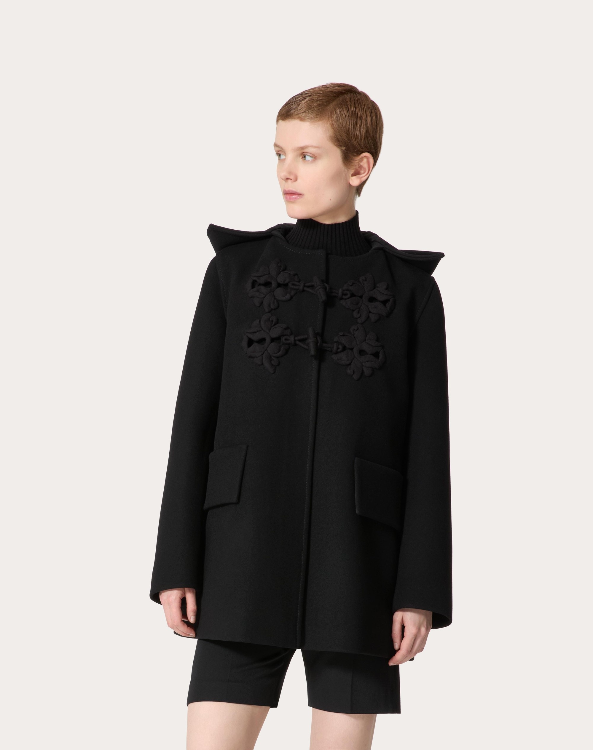 PEA COAT IN EMBROIDERED COMPACT COAT - 3