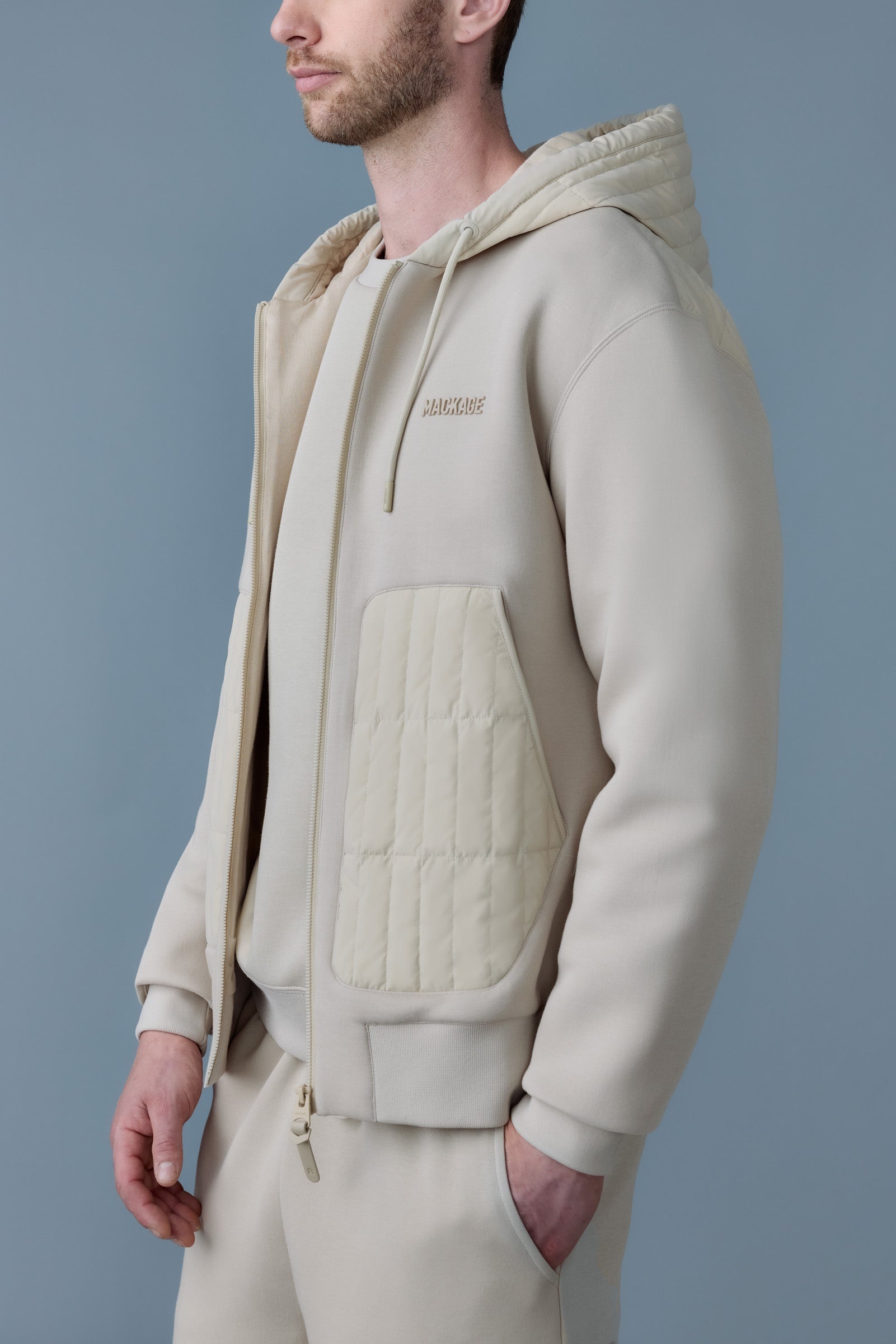 CRUZ Zip-up Hybrid vertical quilt hoodie - 5