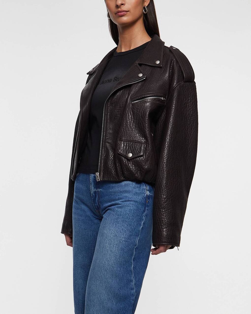 Jacket Biker Leather Dark brown - 2