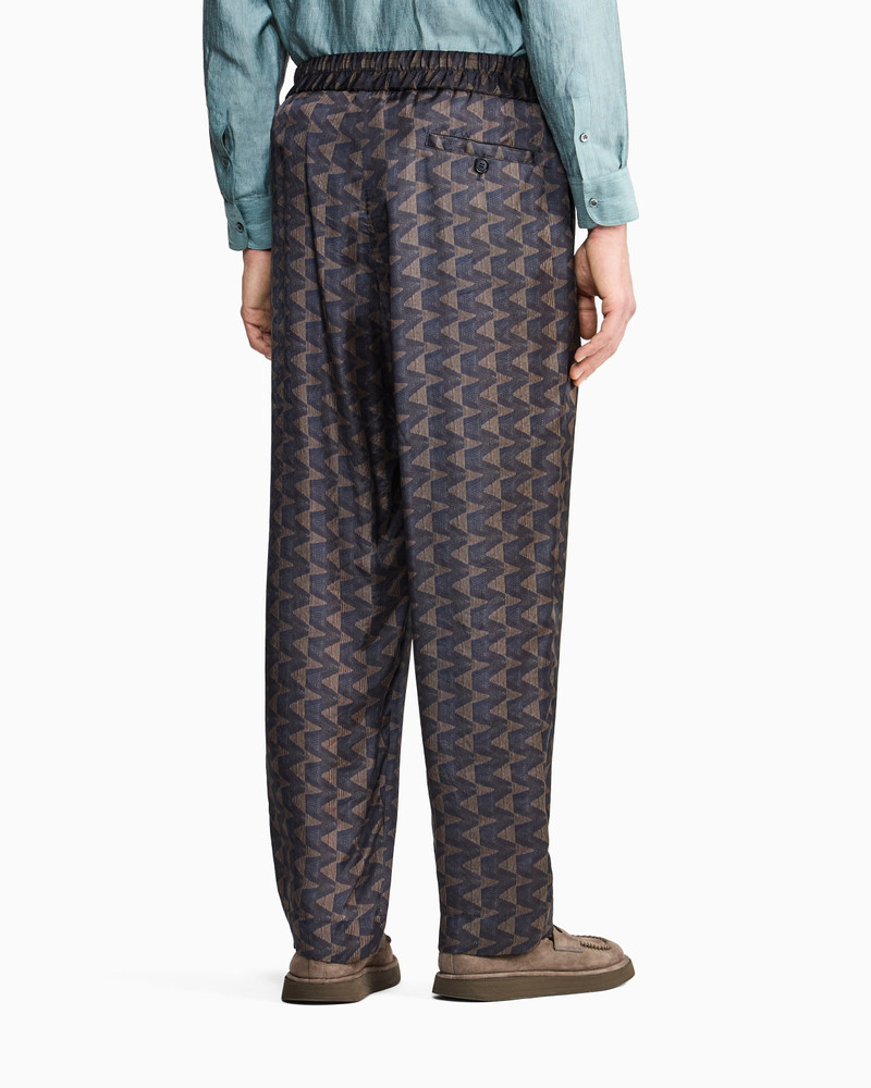 SINGLE-PLEAT TROUSERS IN GEOMETRIC-PRINT CUPRO CANVAS 3