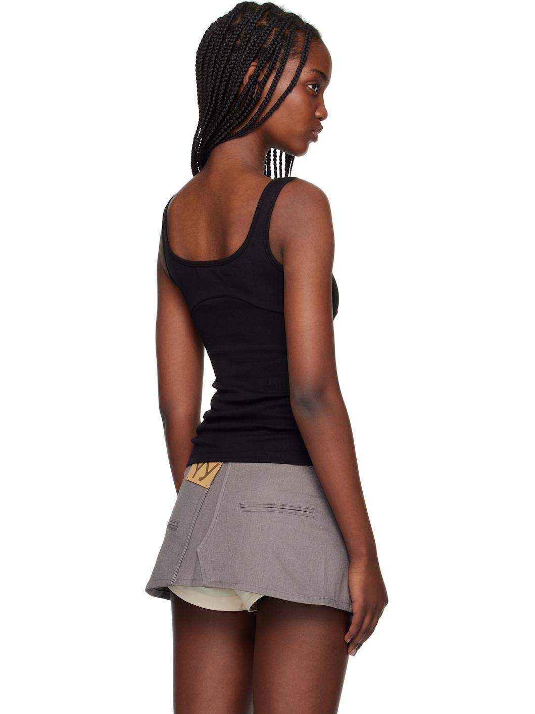 Black Ribbed Tank Top - 3