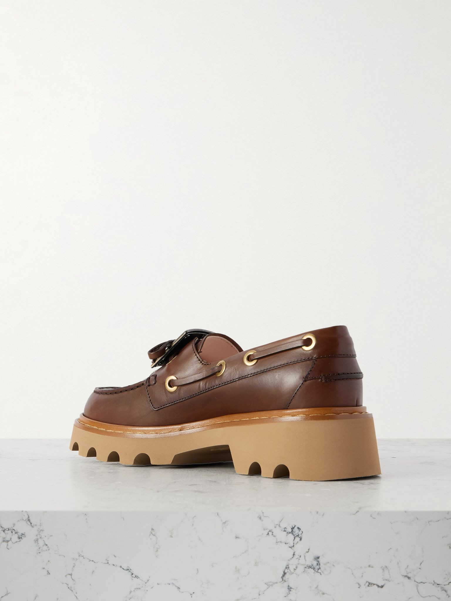 Viv Ranger buckled leather boat shoes Brown - 3