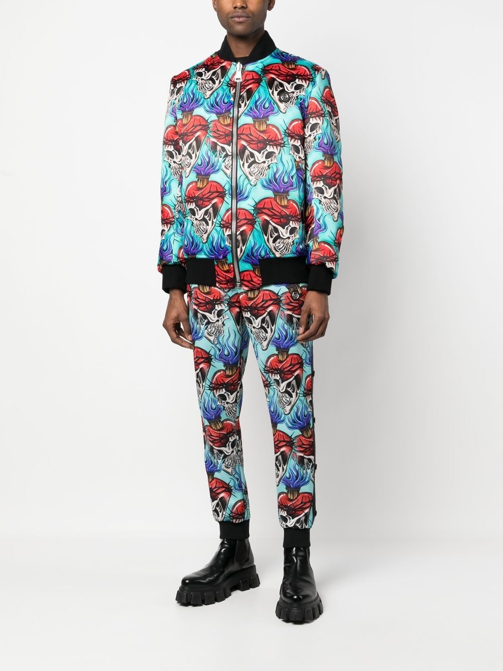 tattoo-motif embroidered bomber jacket - 2