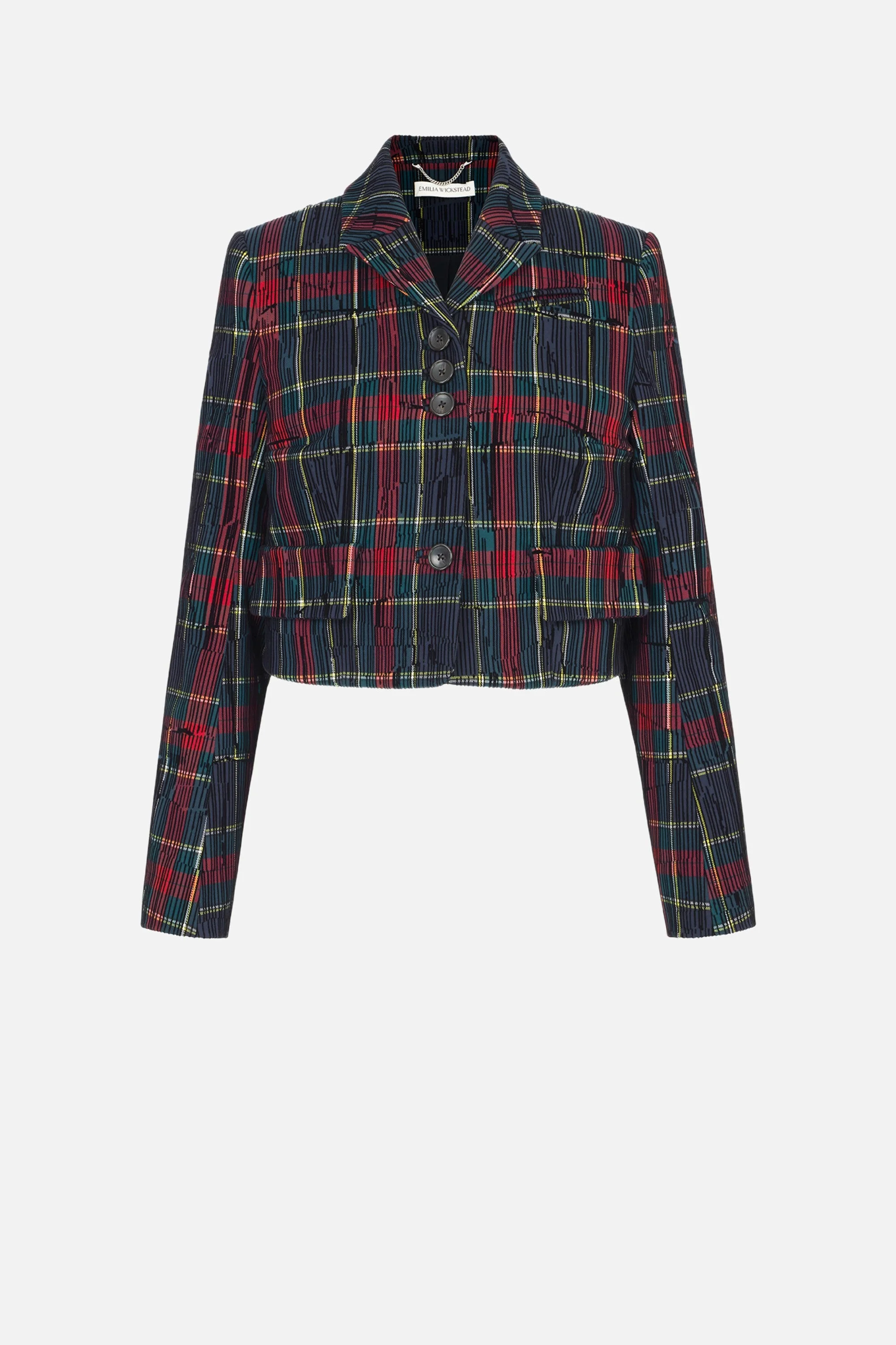 Chapel Jacket in Red & Green Flocked Check - 1