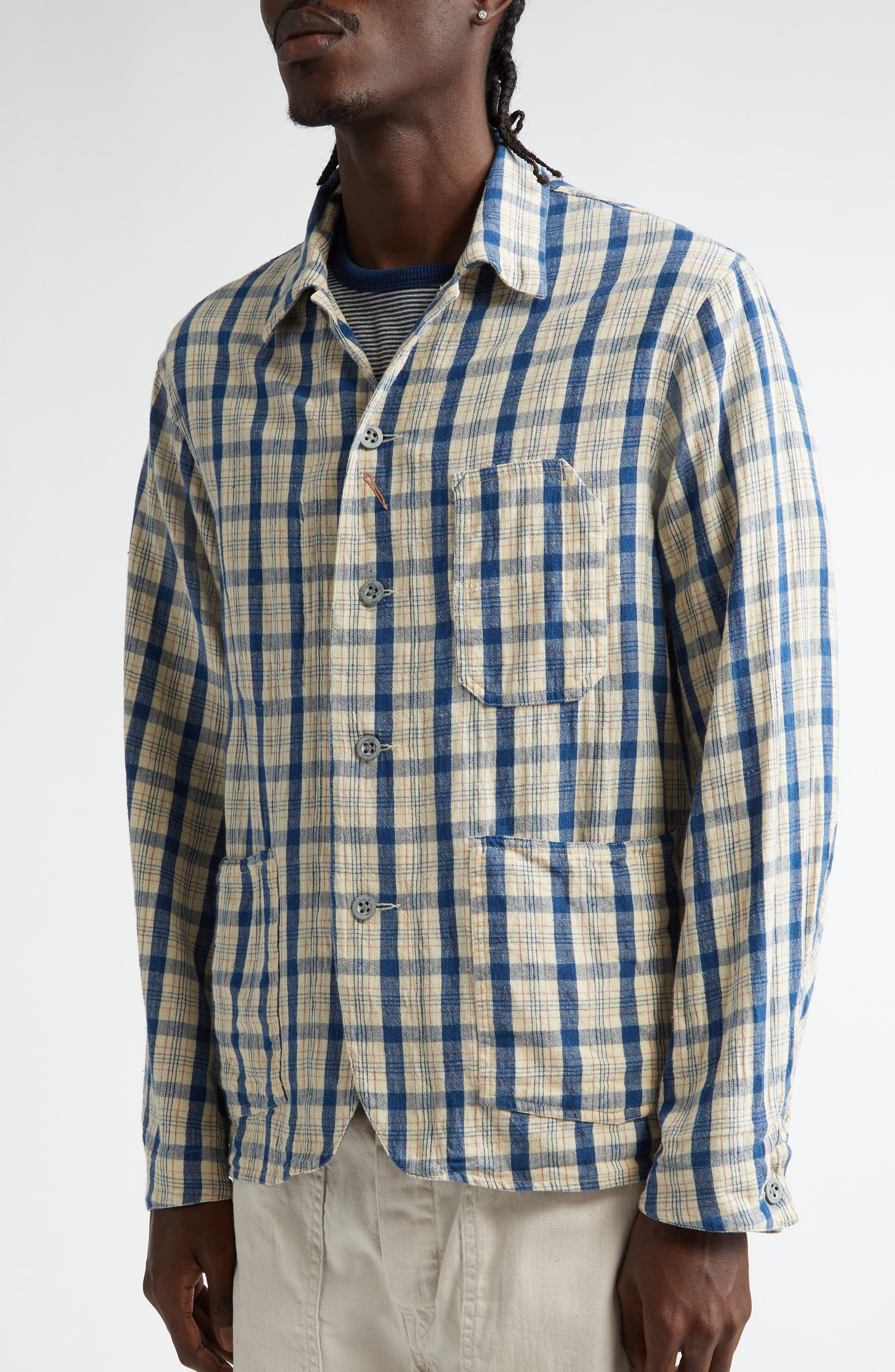 Double RL Indio Plaid Twill Shirt Jacket in Rl-749 Indigo Plaid Multi at Nordstrom - 5