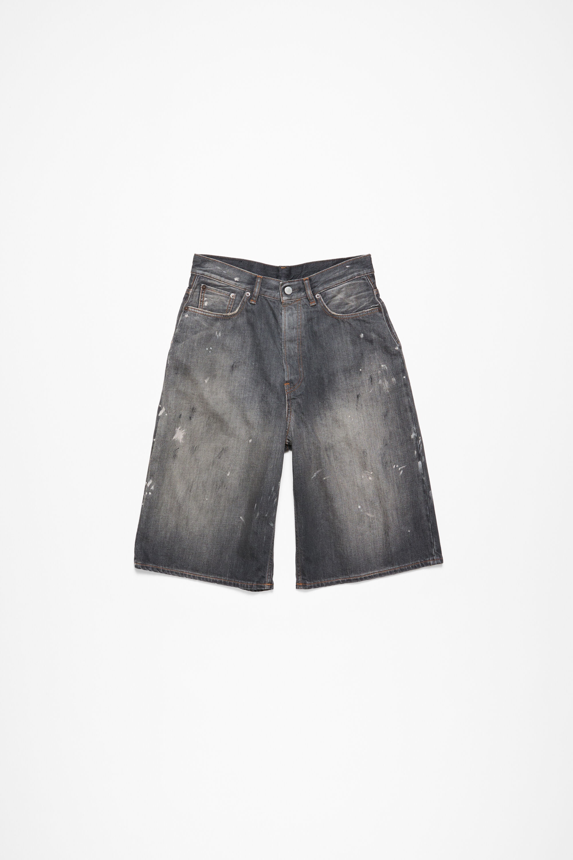 Denim shorts - loose fit - Black - 6