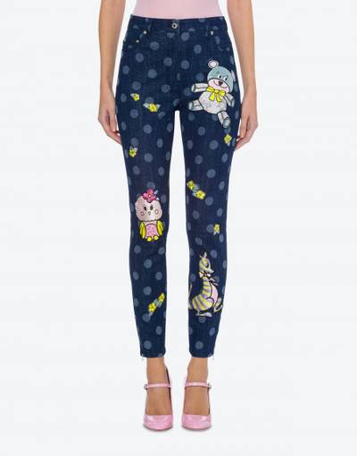 Moschino ANIMAL PATCH POLKA DOTS DENIM TROUSERS outlook