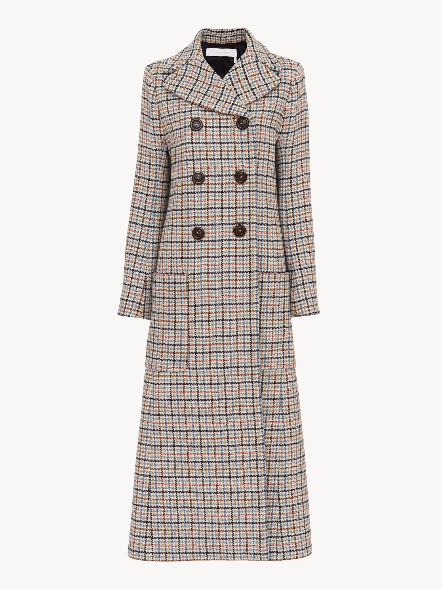 LONG CHECKED COAT - 3