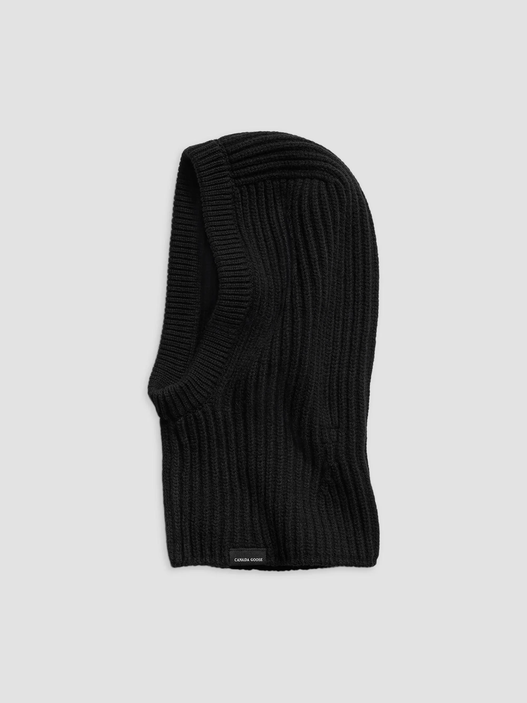 Women's Merino Wool-Cashmere Ribbed Balaclava - Black - 1