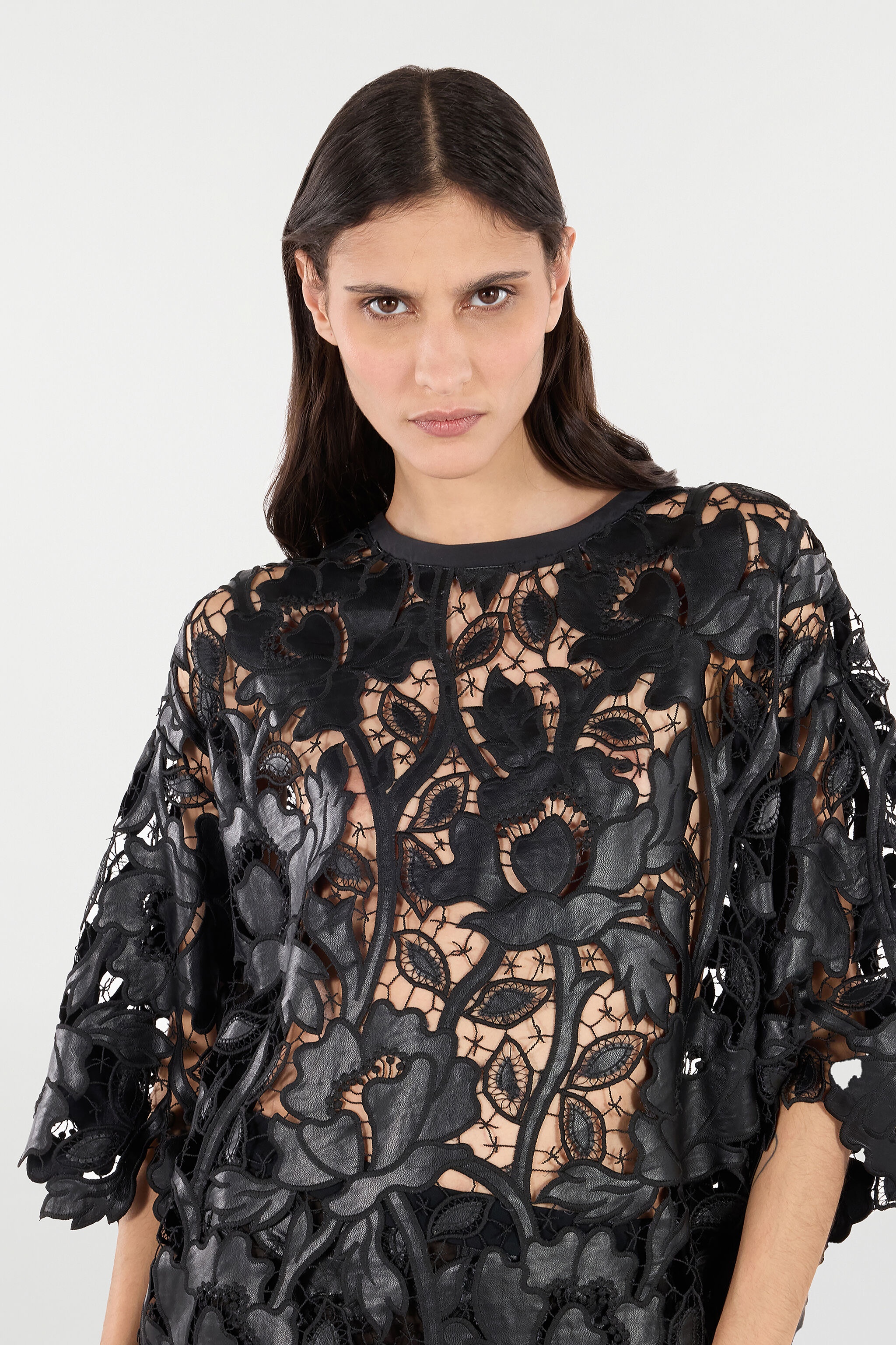 Lace Top With Floral Macramé - 6