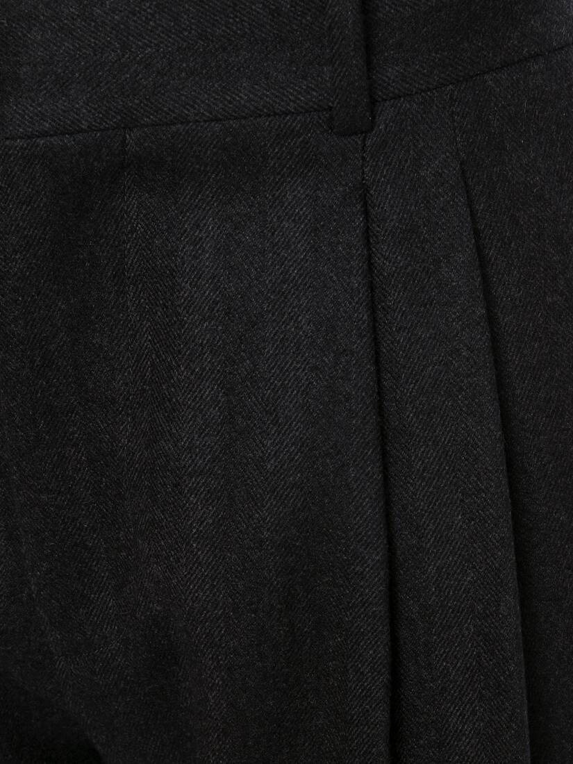 Herringbone Tailored  Peg Trousers in Charcoal - 5