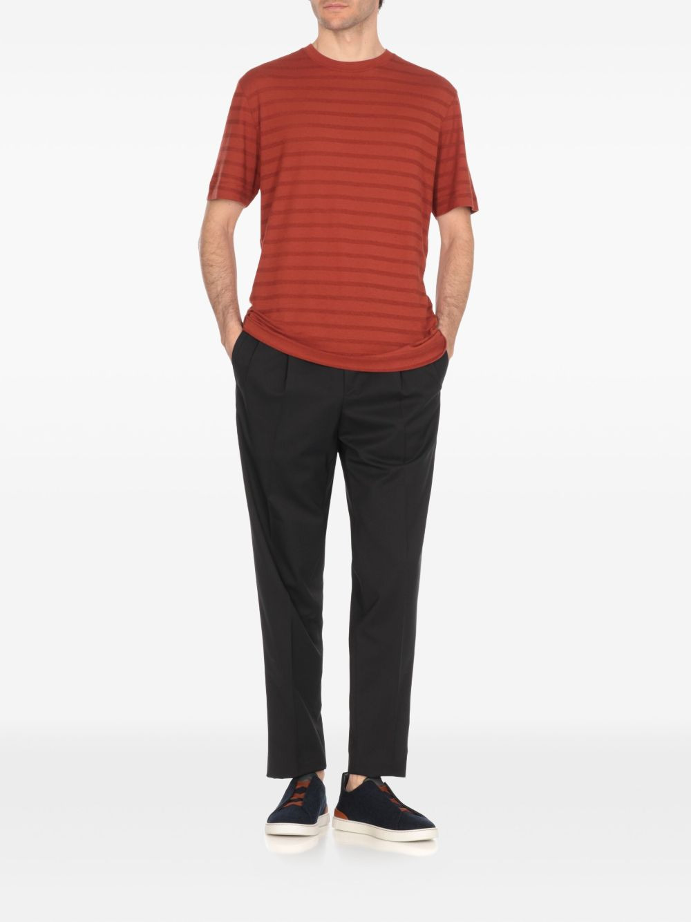 striped crew-neck T-shirt - 5