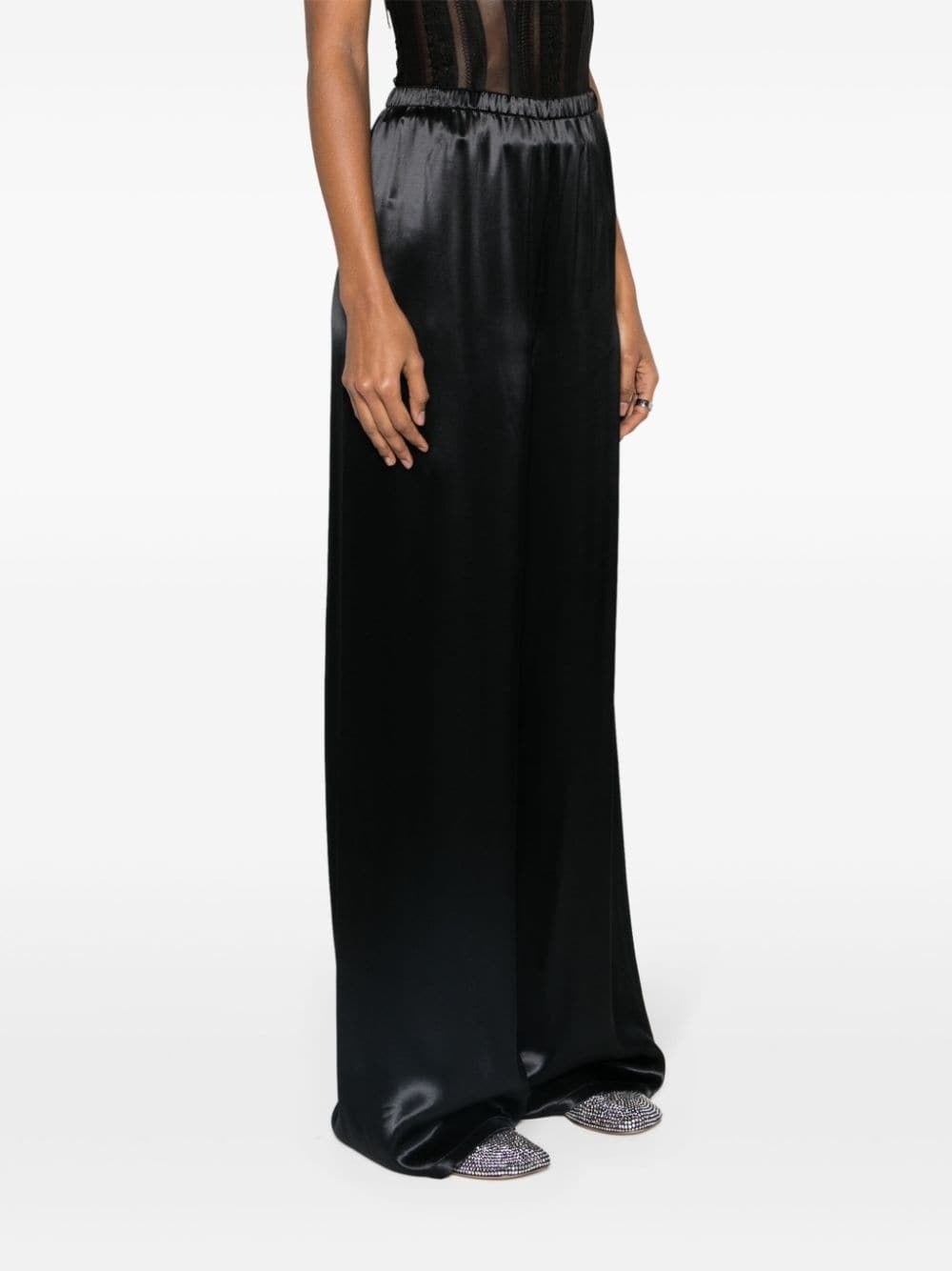 wide-leg satin trousers - 3