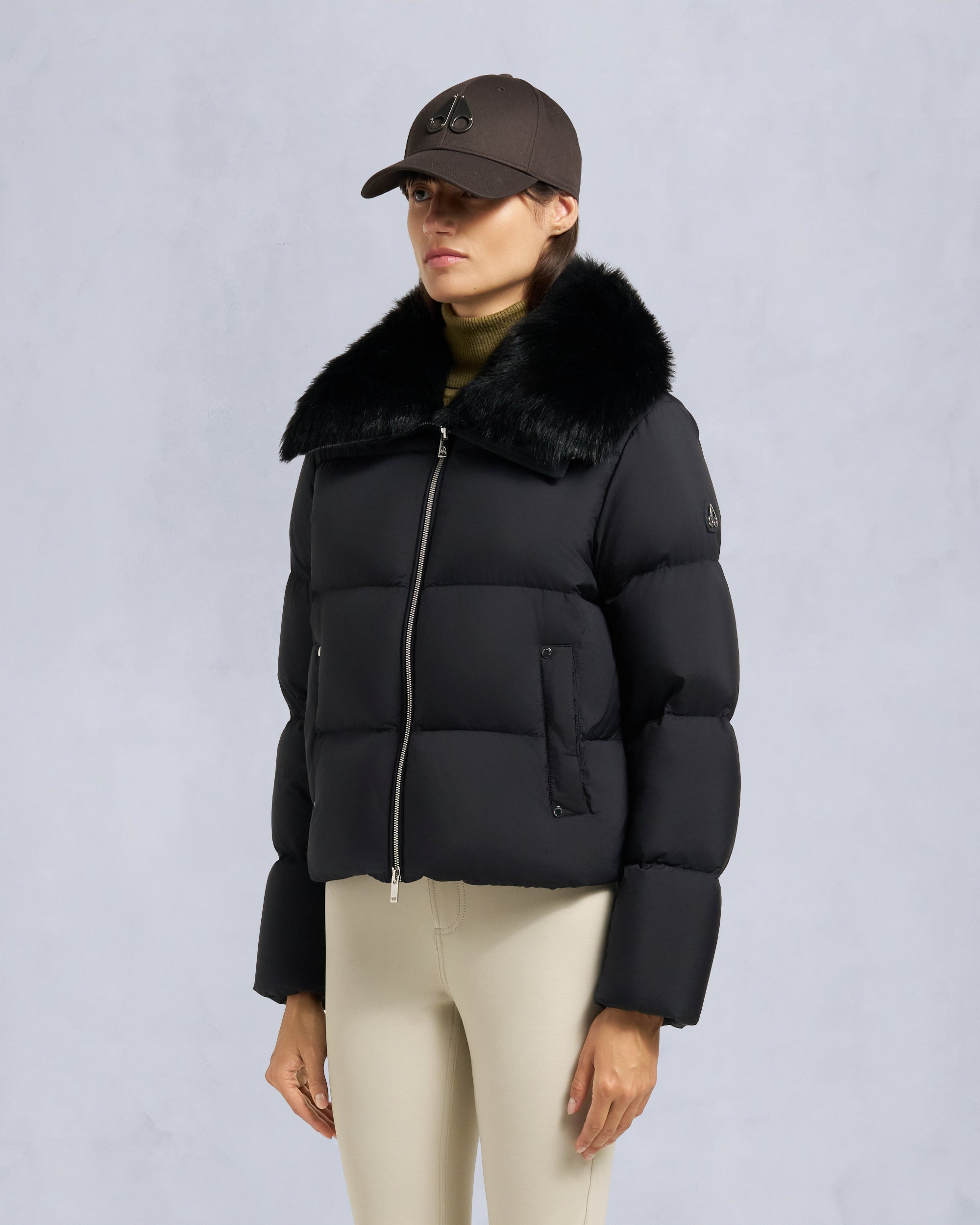 BELLE DUNE SHORT SHEARLING TRIM PUFFER - 3