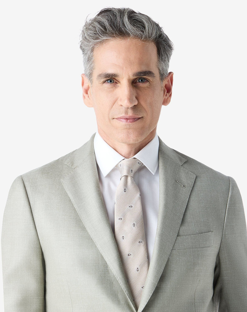 CORNELIANI Light brown pure silk tie with paisley pattern outlook