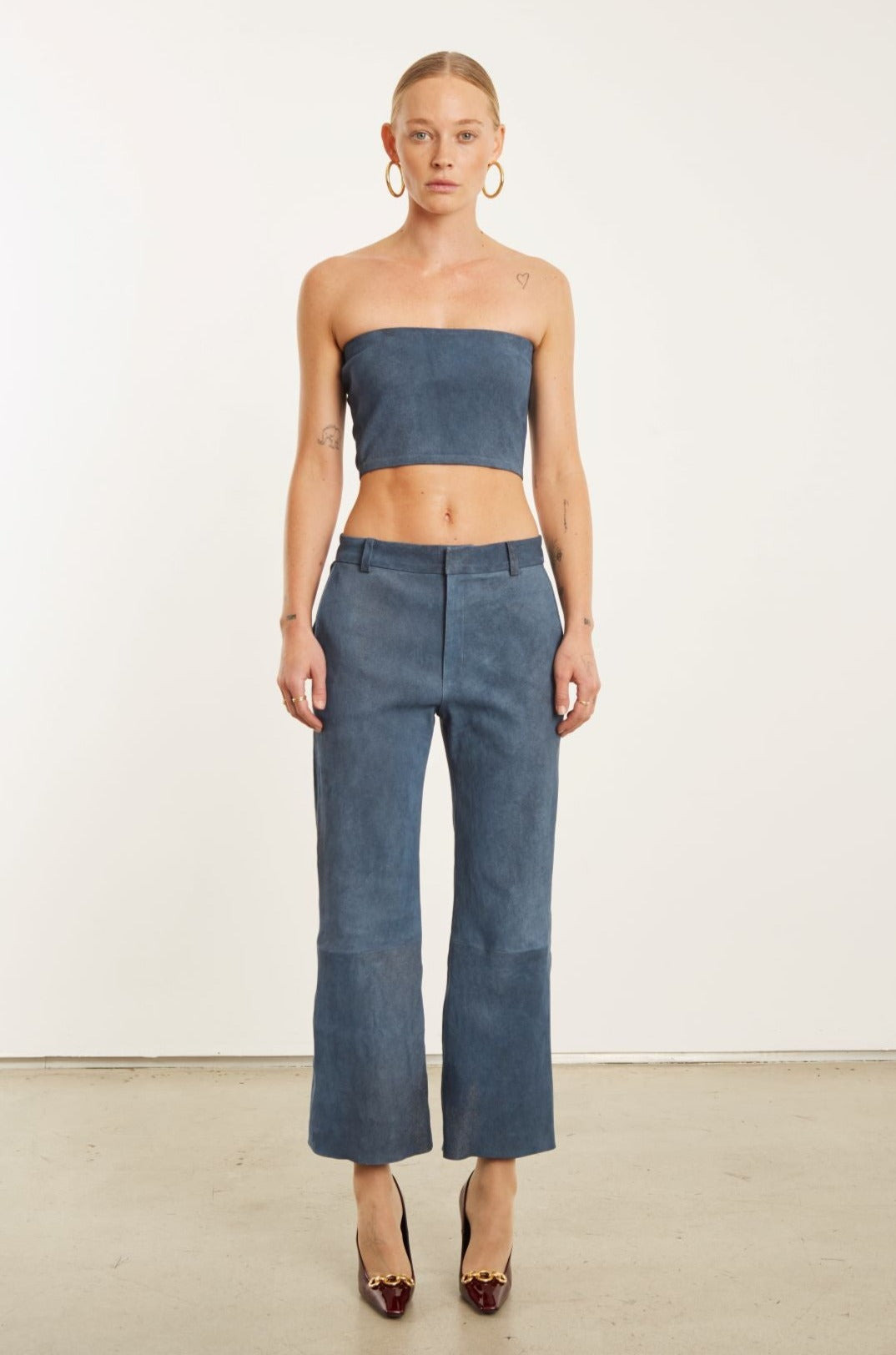 DENIM SUEDE MICRO TUBE TOP - 2
