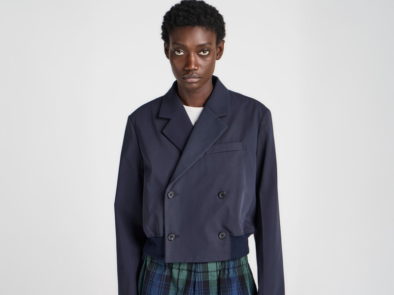 WOMENS CROPPED BLAZER IN NAVY 4