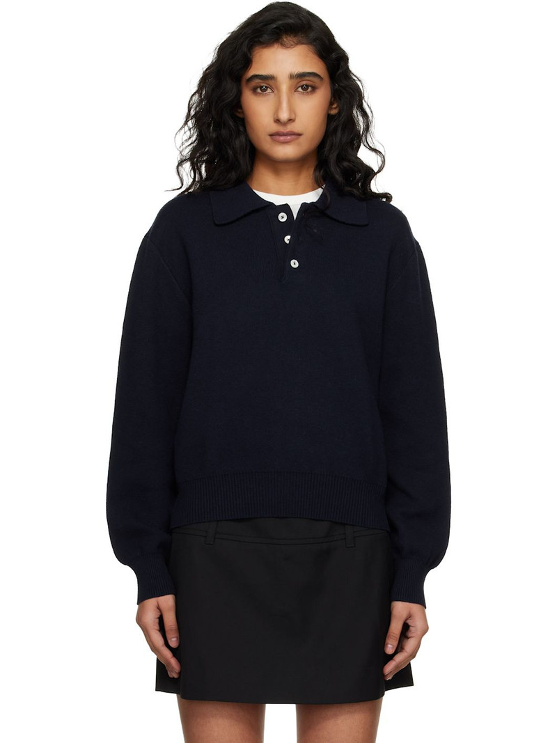 Navy Cashmere Collared Polo 1