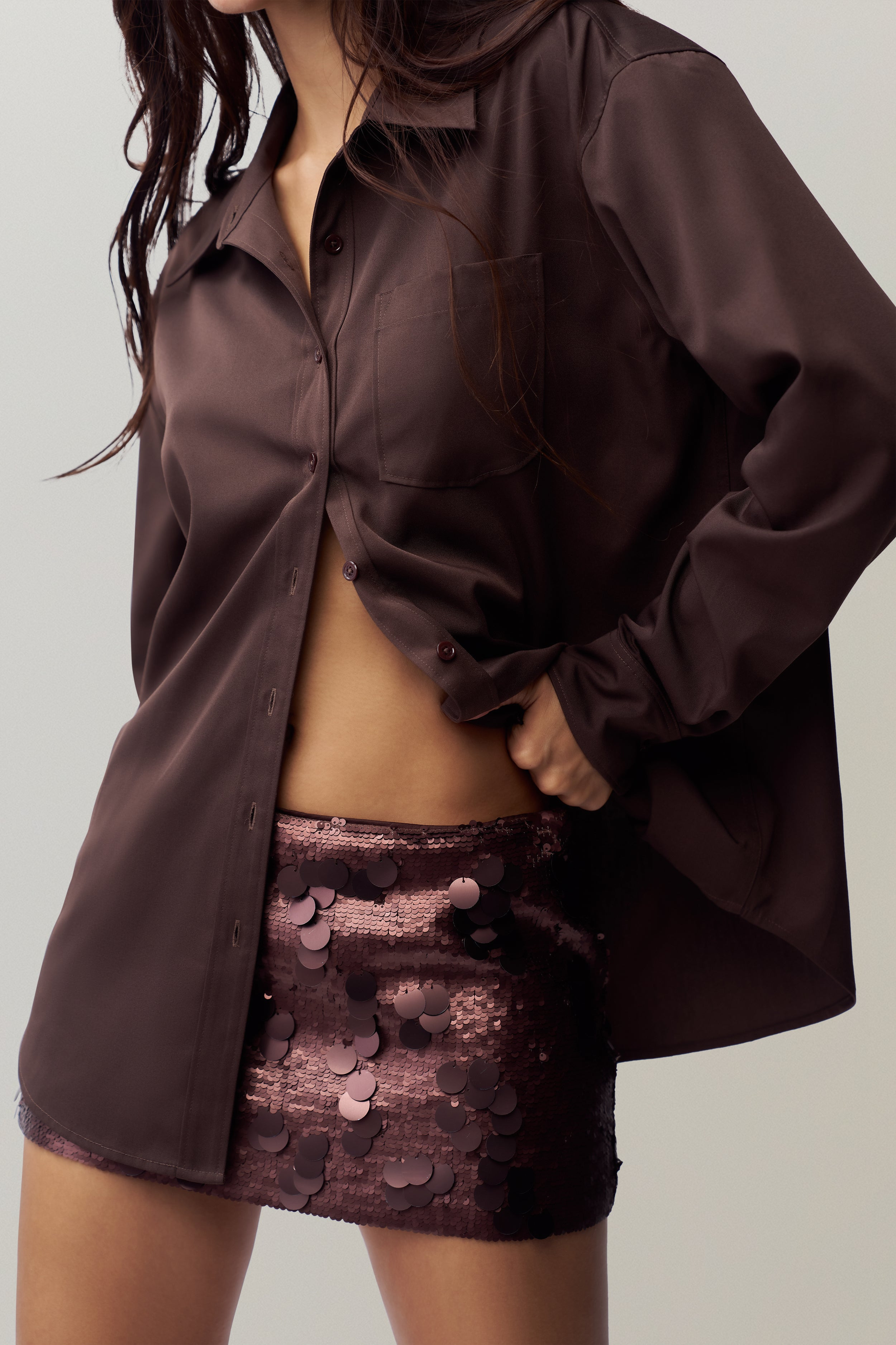LOW RISE PAILLETTE SKIRT - 6