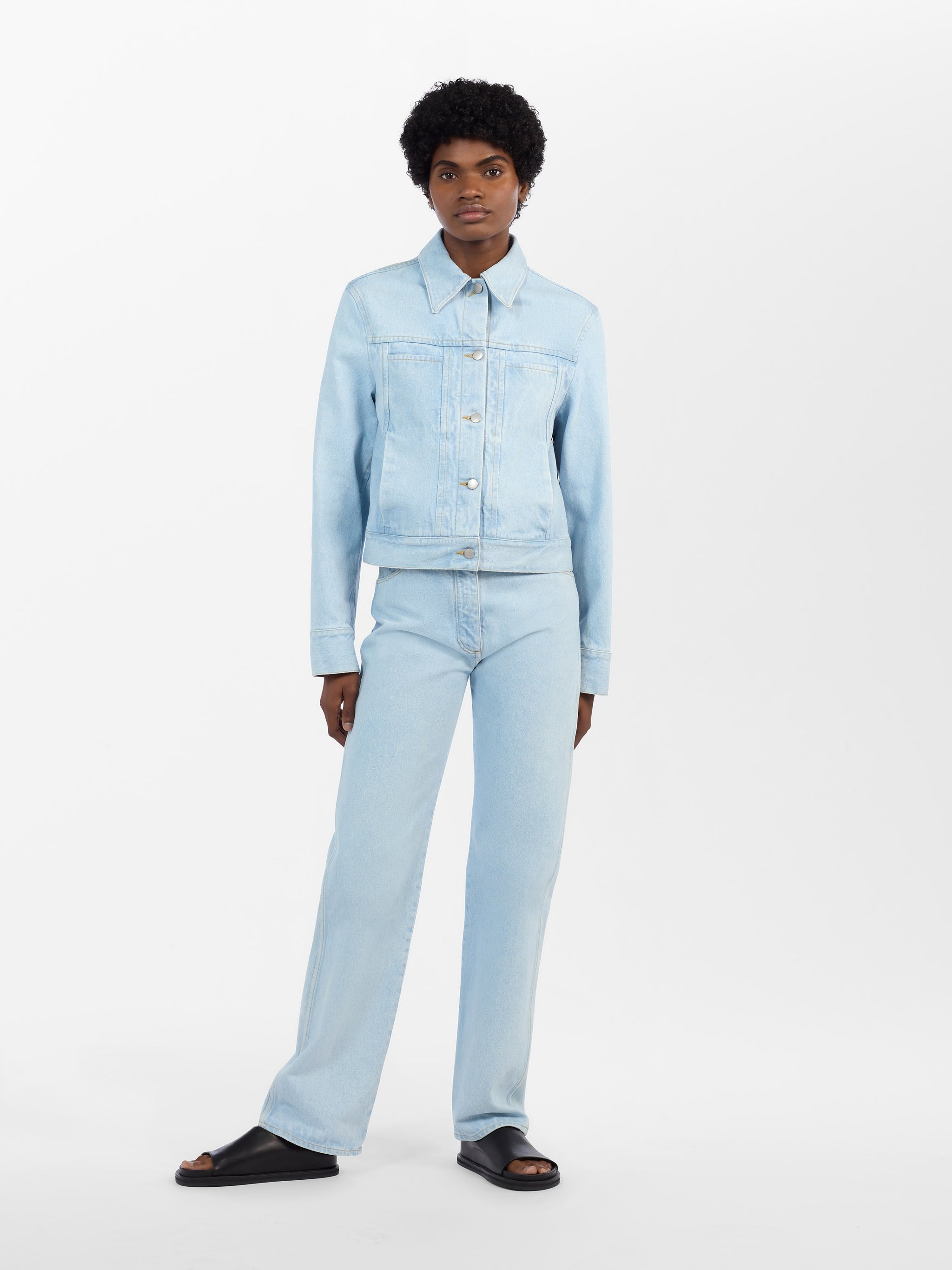STUDIO NICHOLSON｜DENIM JACKETS (TAHOE SNW DENIM JACKET Studio Nicholson: Blue Tahoe Denim Jacket | SSENSE 대한민국