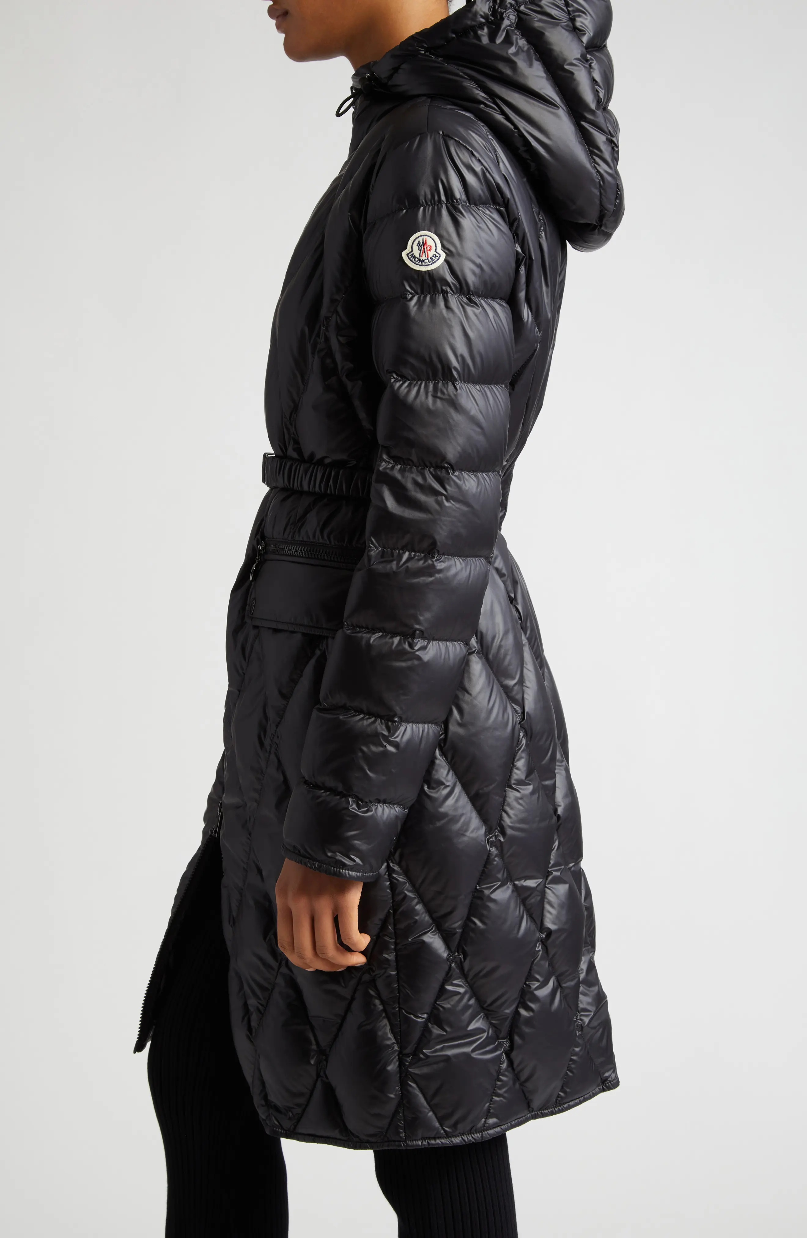 〈 MONCLER 〉Nylon Long Hooded Spring Coat Moncler Nylon hooded down jacket | The Fashion Square