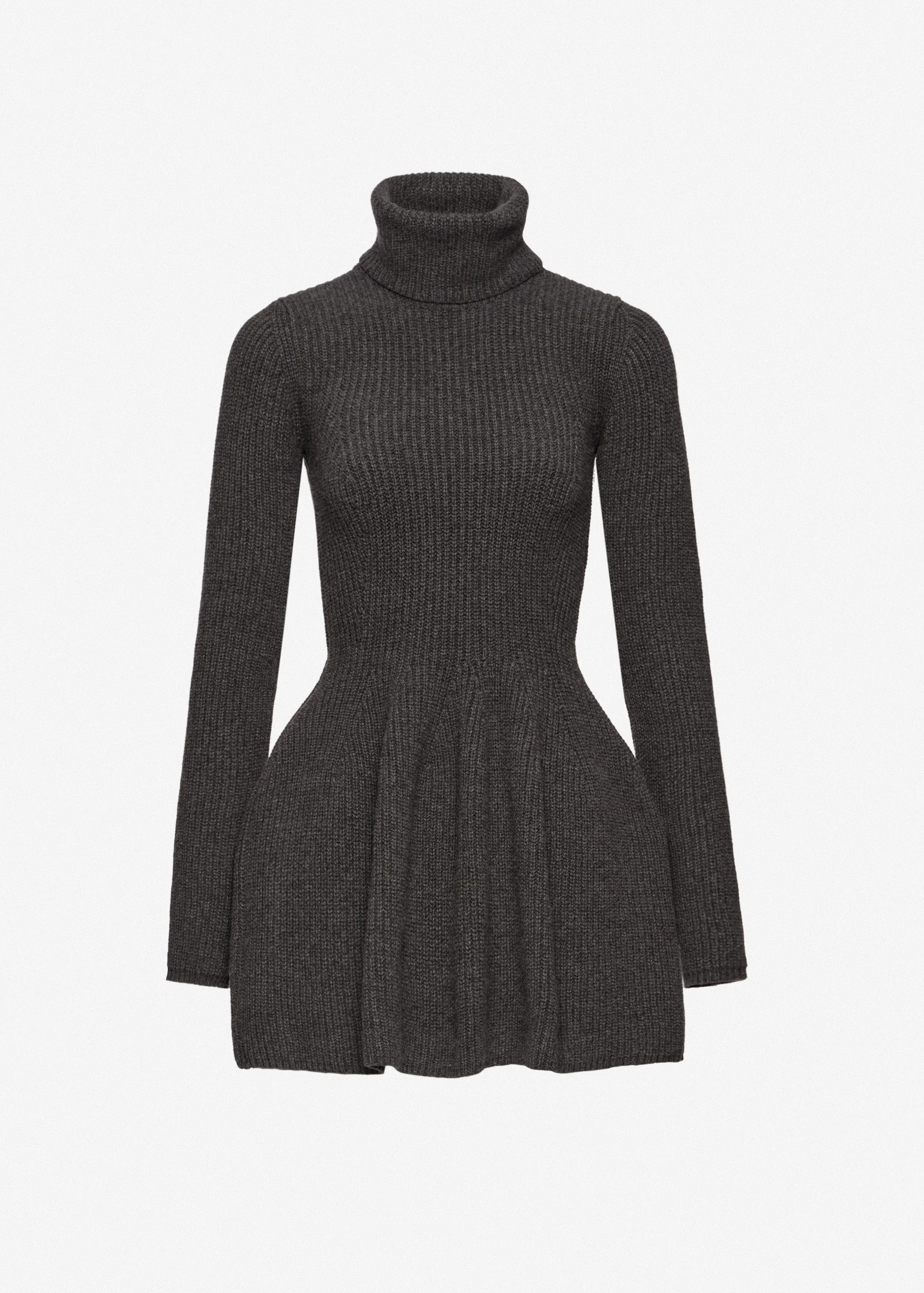 Cashmere turtleneck mini dress in grey - 1