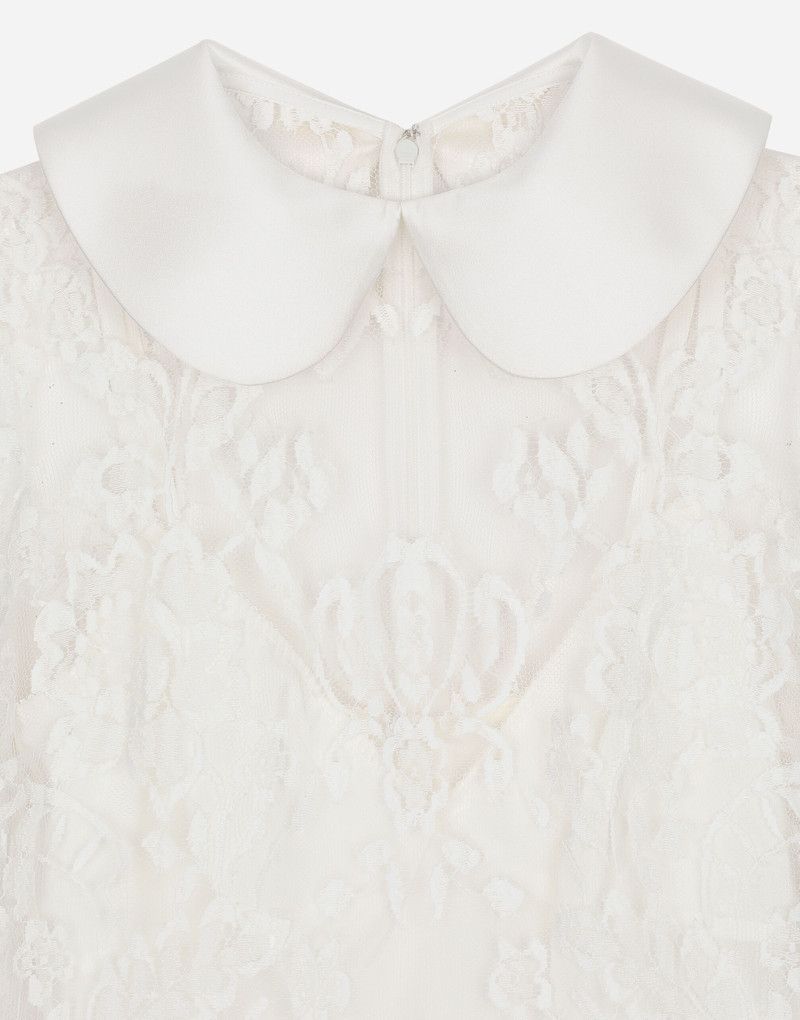 Short lace dress with satin neck 11