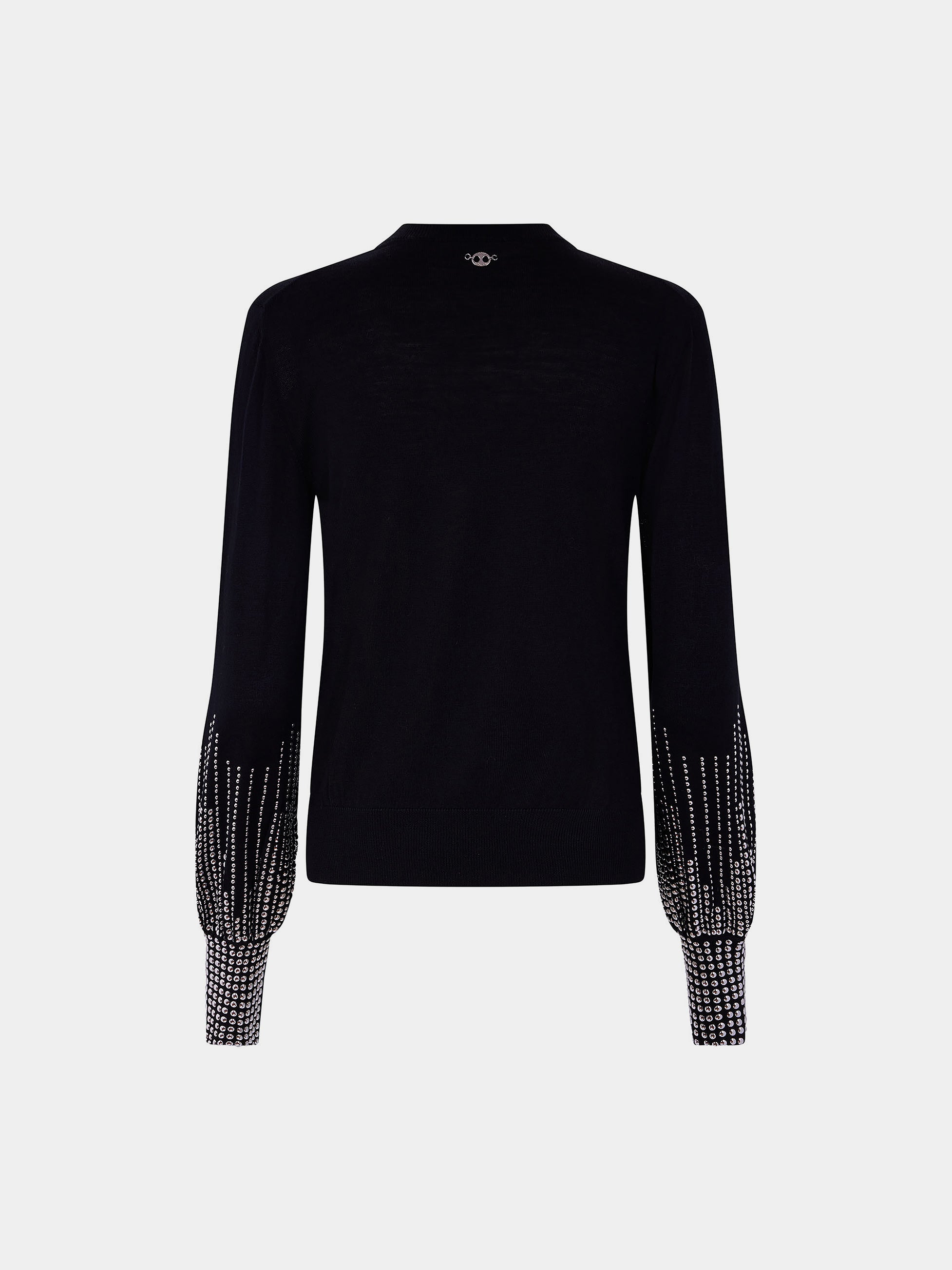 BLACK STUD-CUFFS WOOL JUMPER - 6