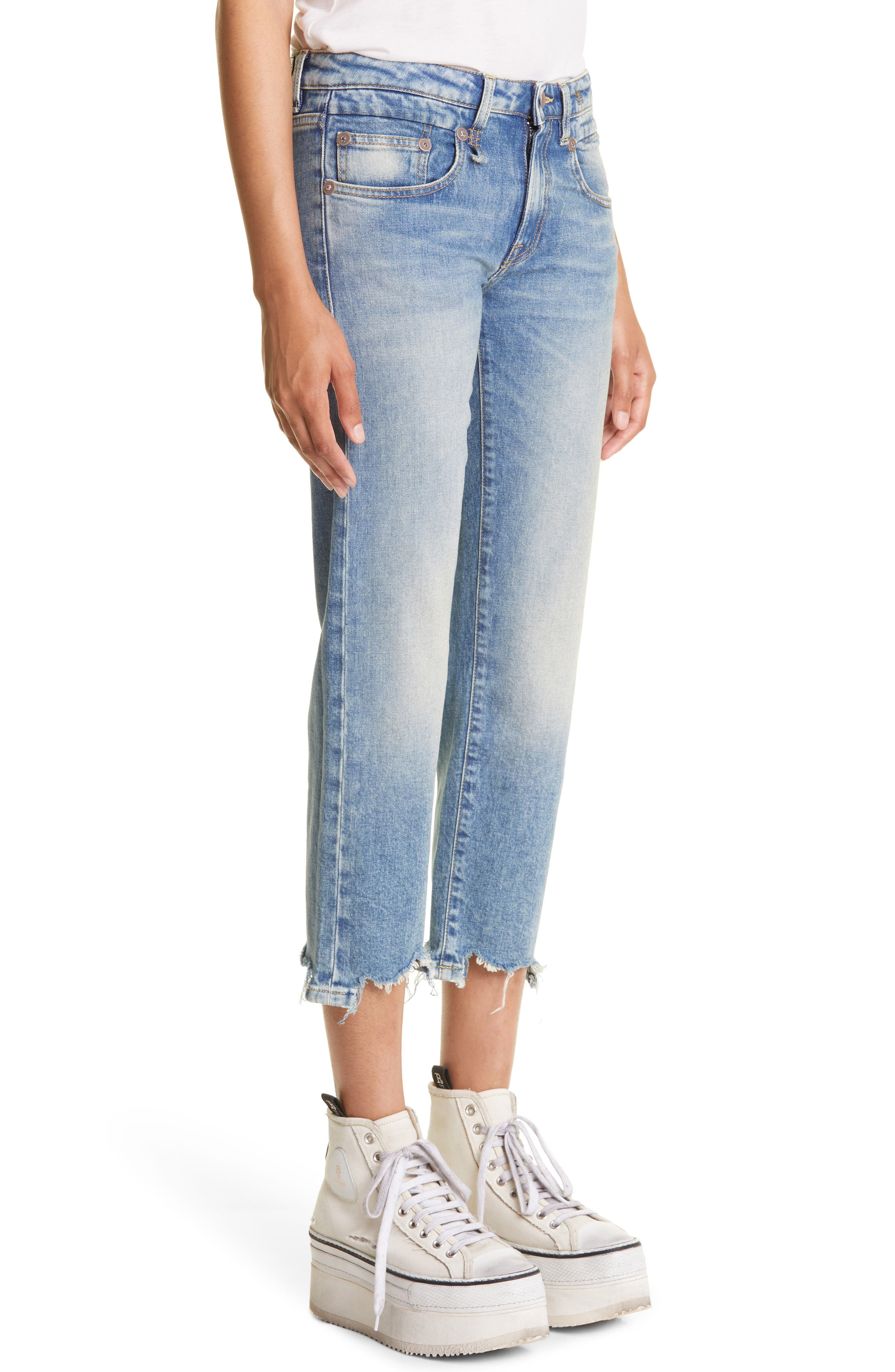 Chewed Hem Crop Straight Leg Jeans - 4