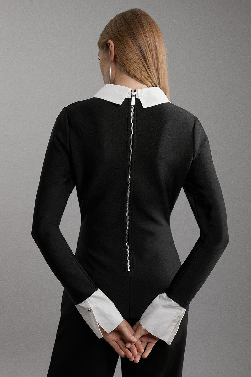 Figure Form Bandage Embellished Collar Knit Top 5