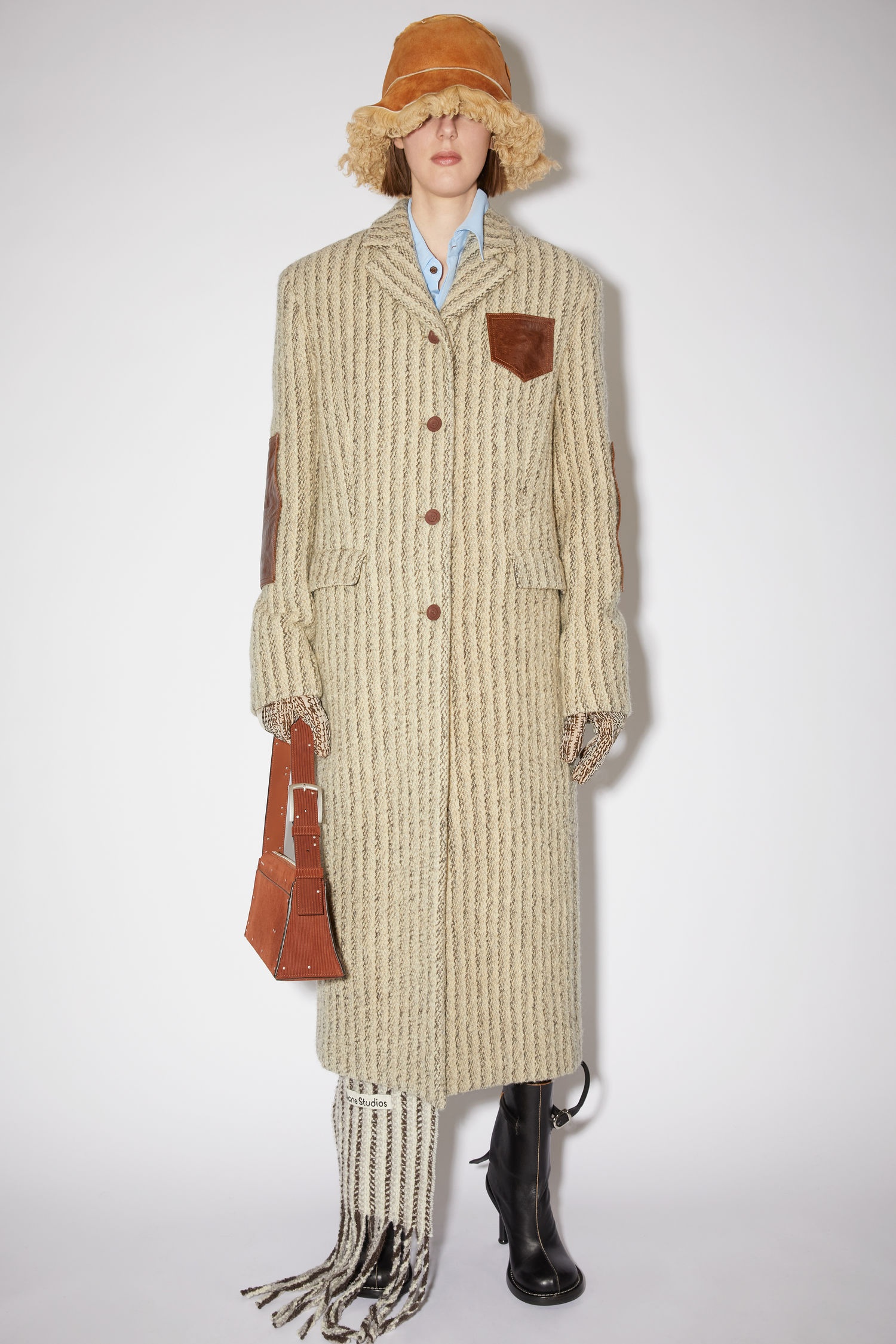 Tailored wool coat - Cream/grey - 2