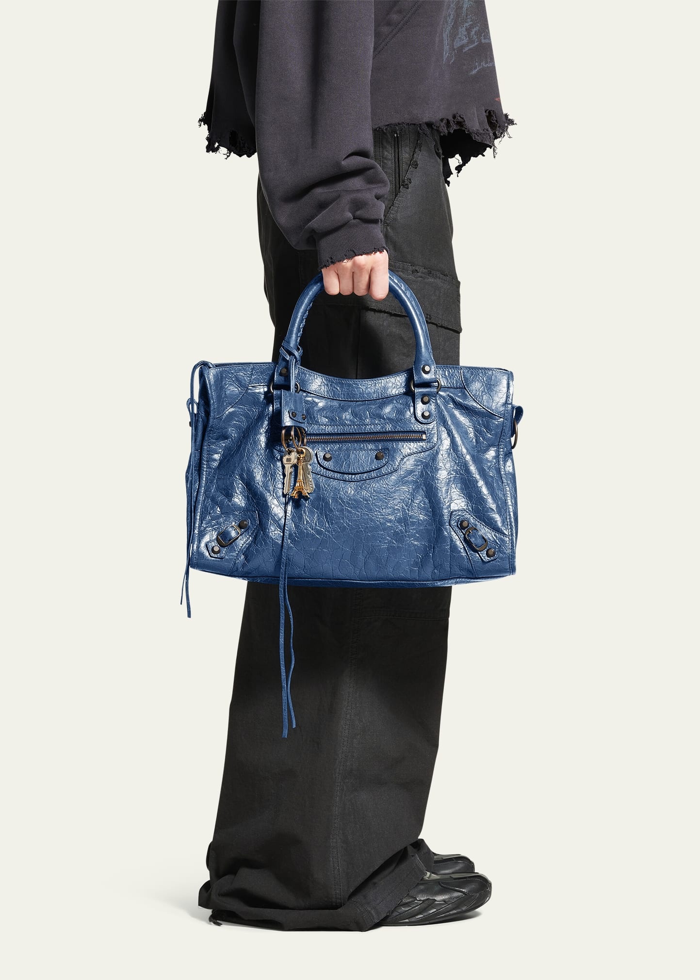 Le City Medium Crinkled Leather Top-Handle Bag - 2