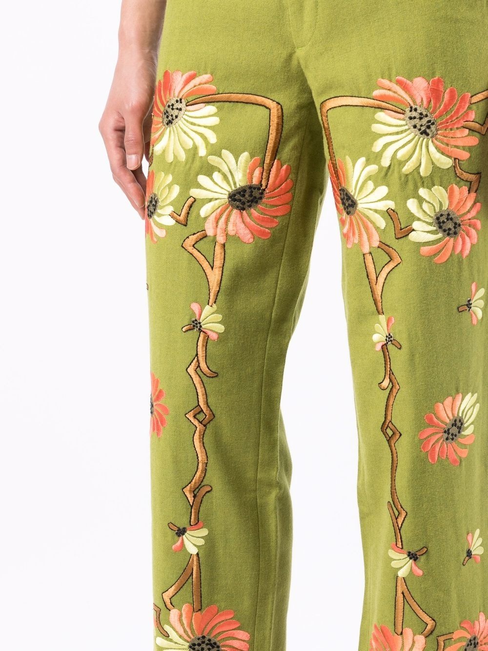 Victorian floral-embroidered trousers - 5