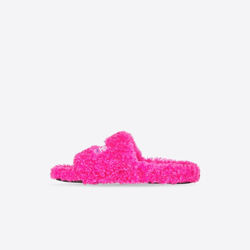 Women's Furry Slide Sandal in Pink 4