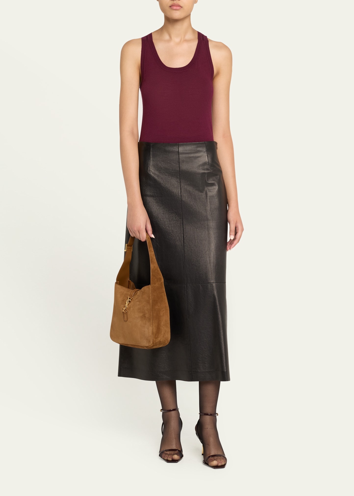 Le 5 A 7 Small Suede Hobo Shoulder Bag - 6