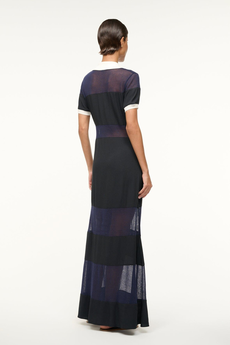 STAUD QUAINT DRESS BLACK NAVY IVORY 3