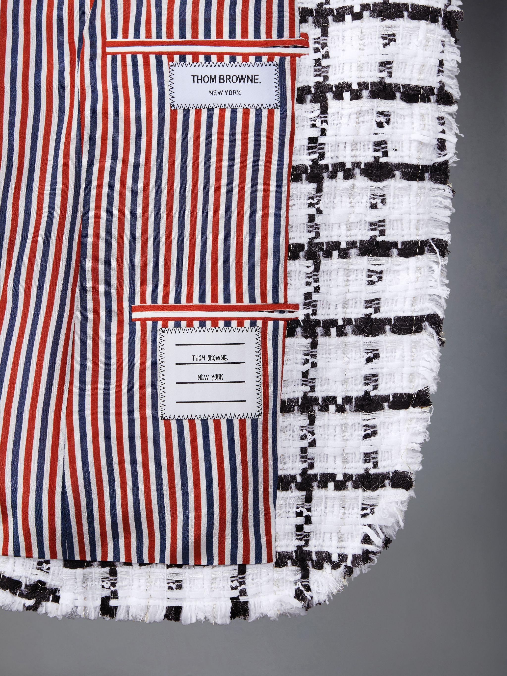 Windowpane Check Chiffon Tweed Fray Slim Fit Sport Coat - 5
