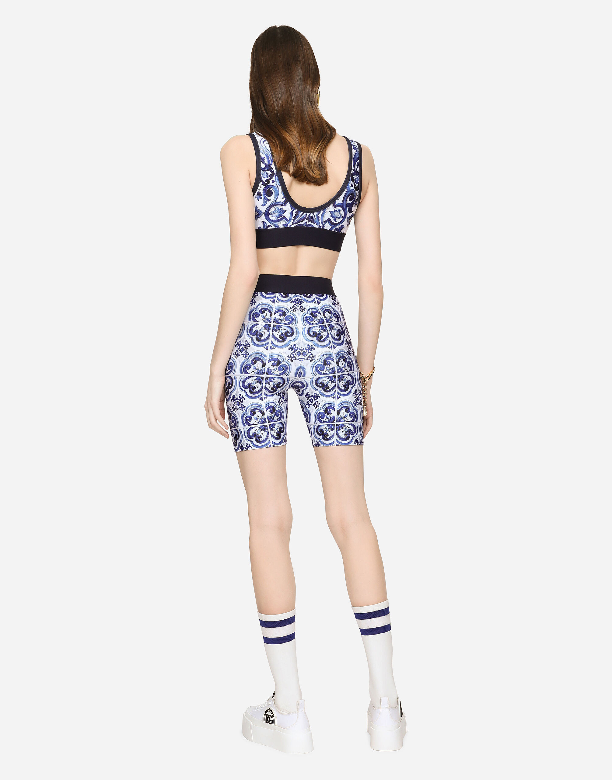 Majolica-print jersey cycling shorts - 3