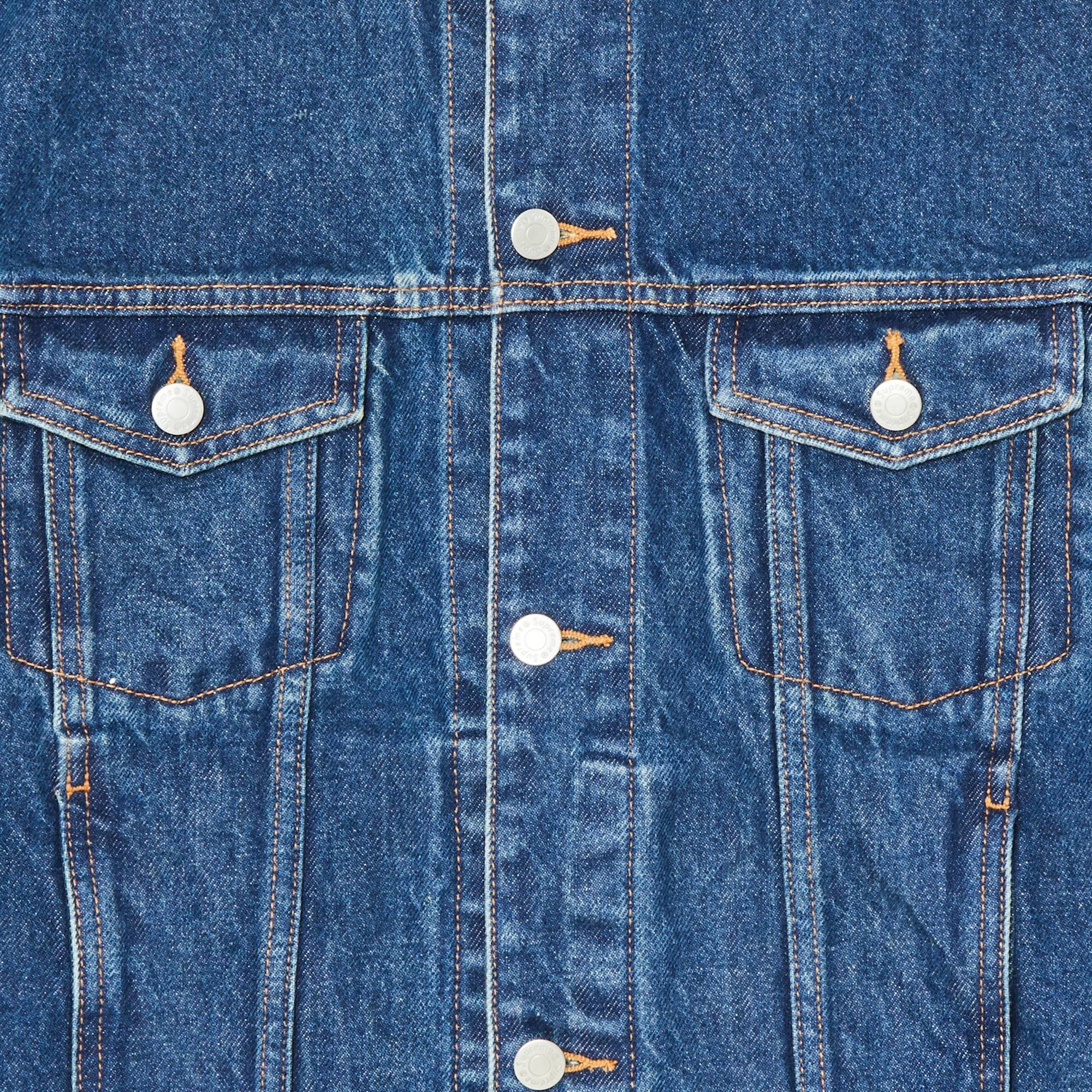Supreme Shibori Denim Trucker Jacket 'Rigid Indigo' - 3