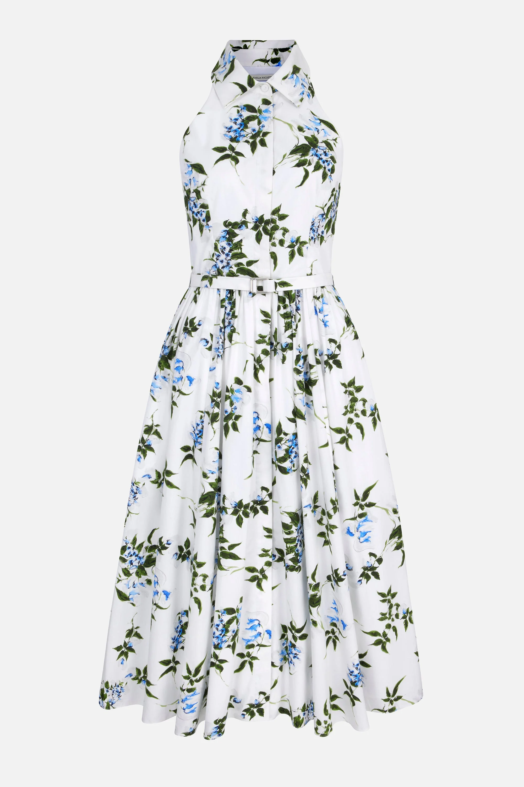 Norika Dress In Lilac Lillies & Cherry Print on White Organic Cotton - 1