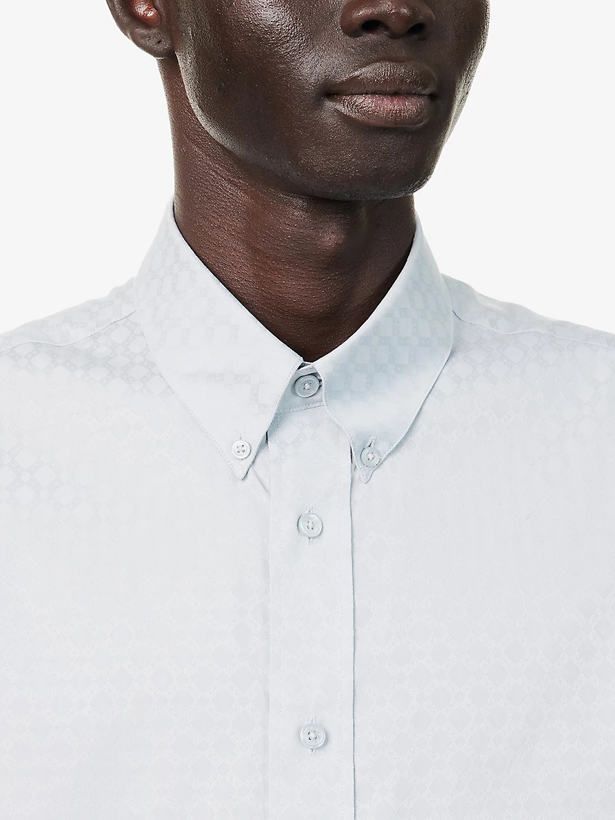 Monogram Short-Sleeves Relaxed-Fit Cotton-Poplin Shirt - 5