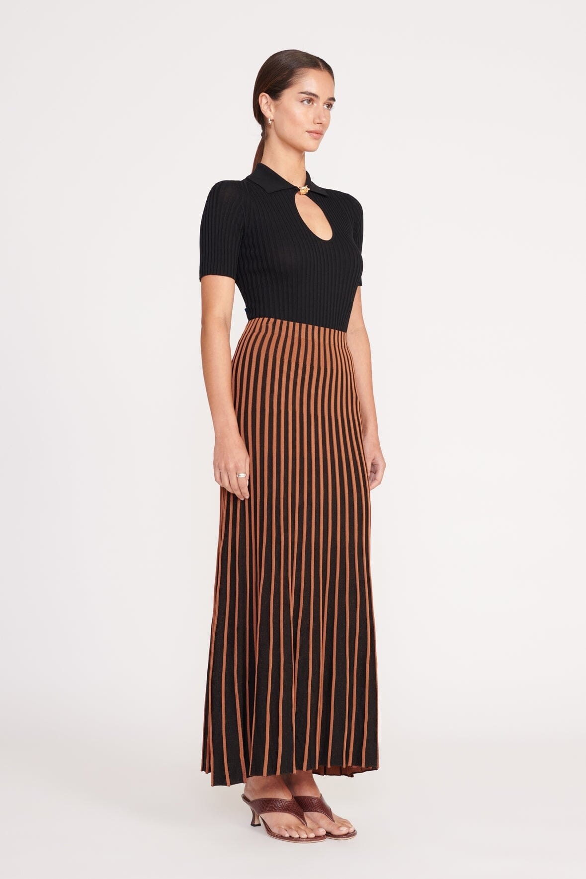 STAUD ALEIDA SKIRT TAN BLACK - 8