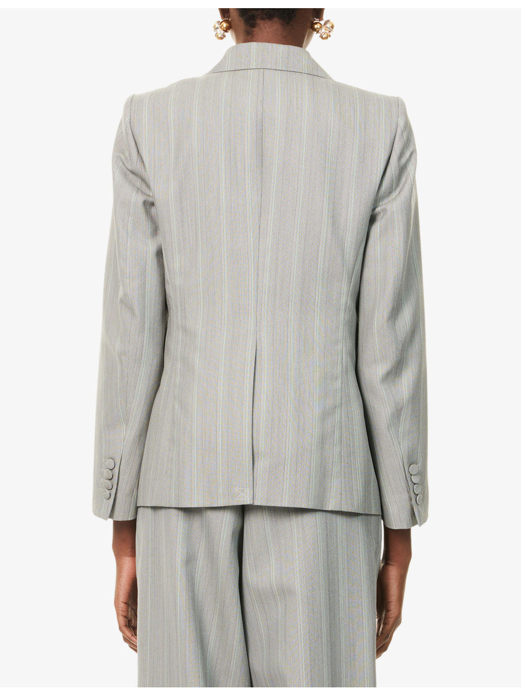 Striped Peak-Lapels Wool-Blend Blazer - 4
