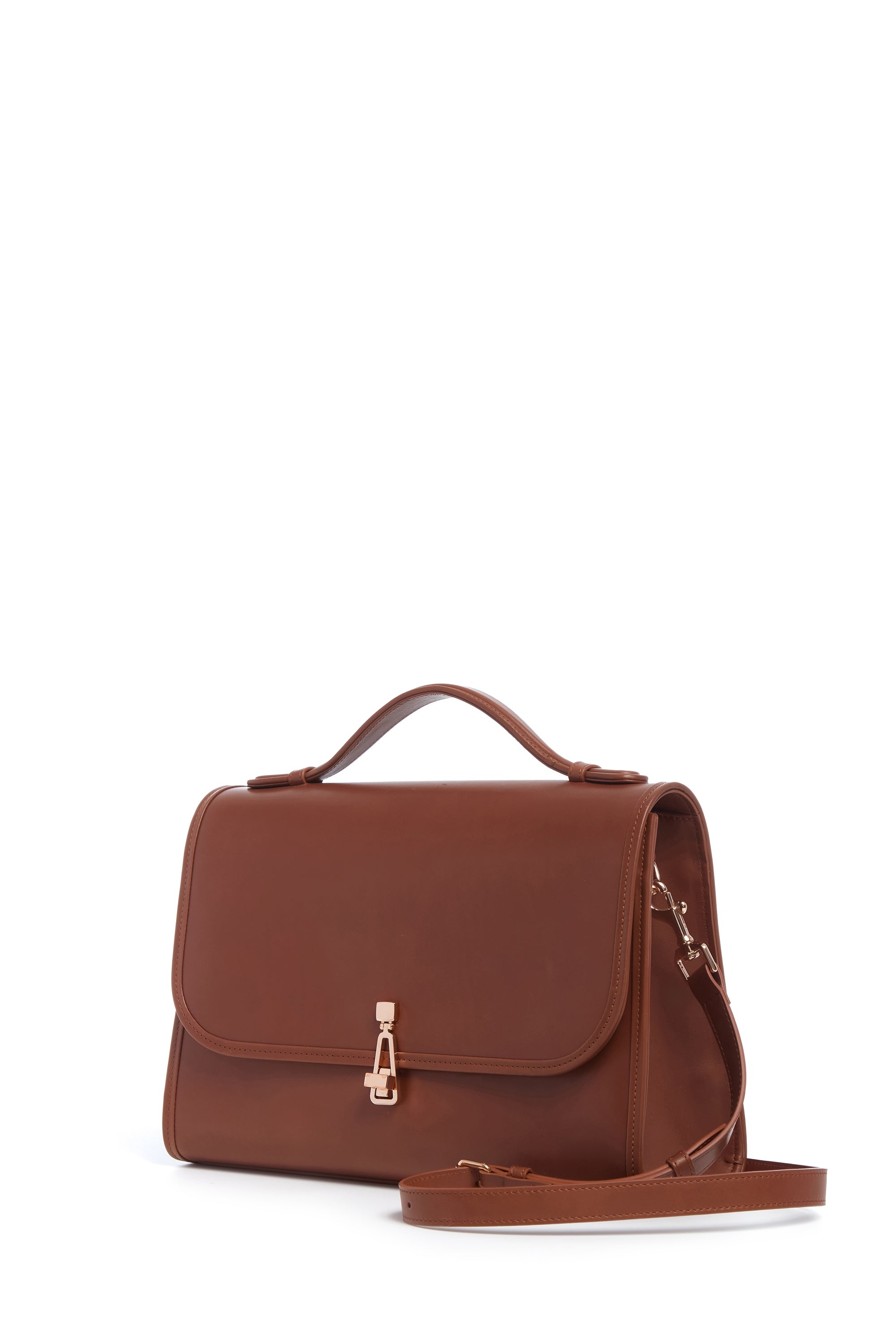 Large Leonora Flap Bag in Cognac Leather - 2