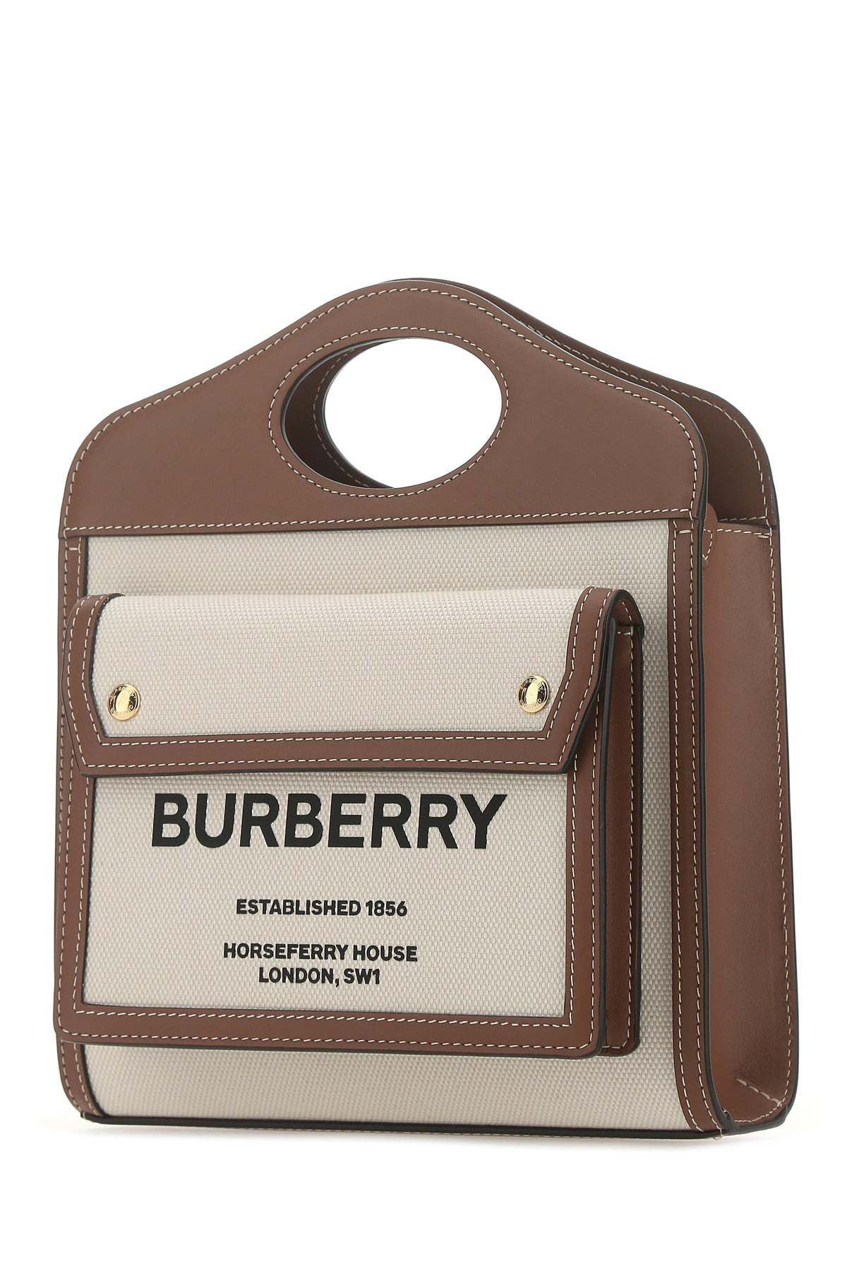 Two-tone canvas and leather mini Pocket handbag - 2