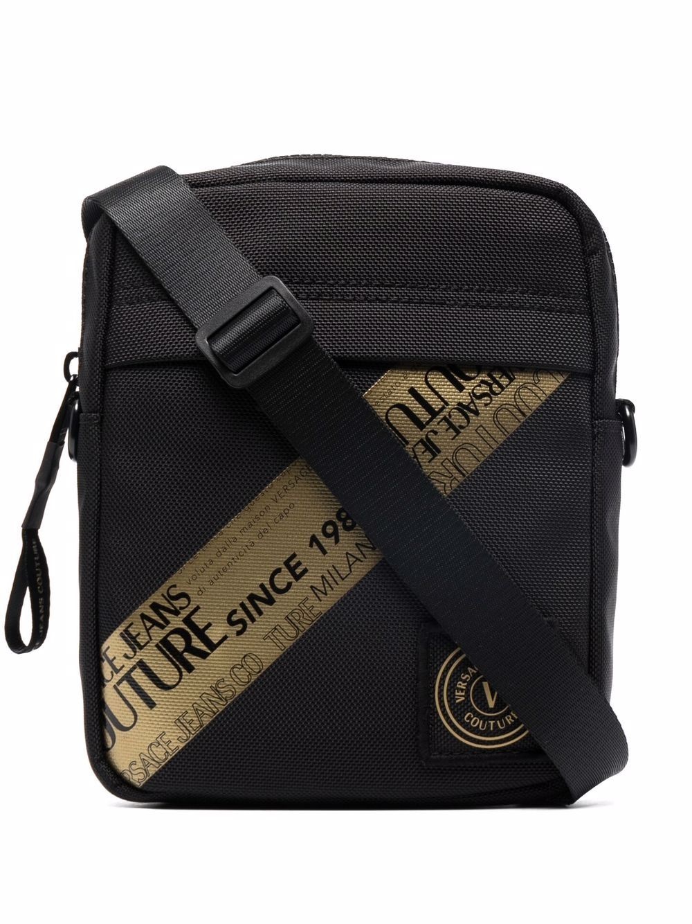 logo-print zipped messenger bag - 1