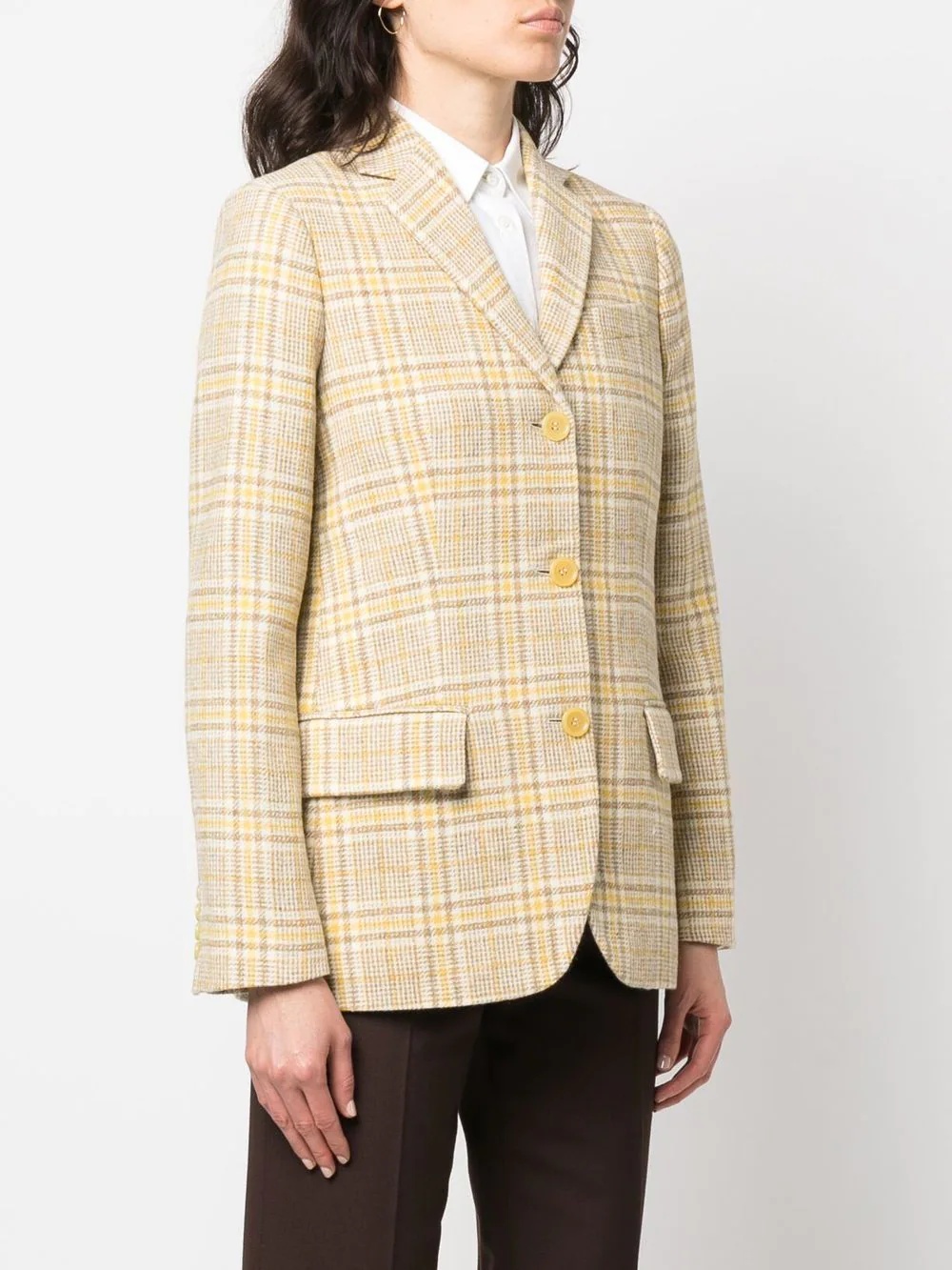 checked single-breasted blazer - 3