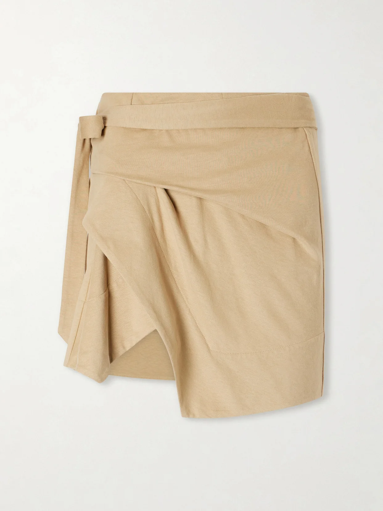 Berenice Asymmetric Draped Cotton-jersey Mini Wrap Skirt - 1