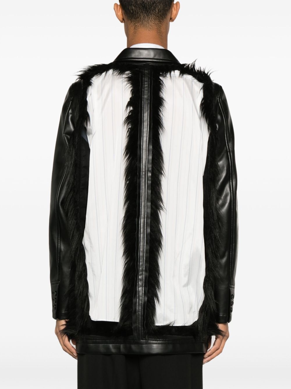 cutout faux-fur blazer - 4