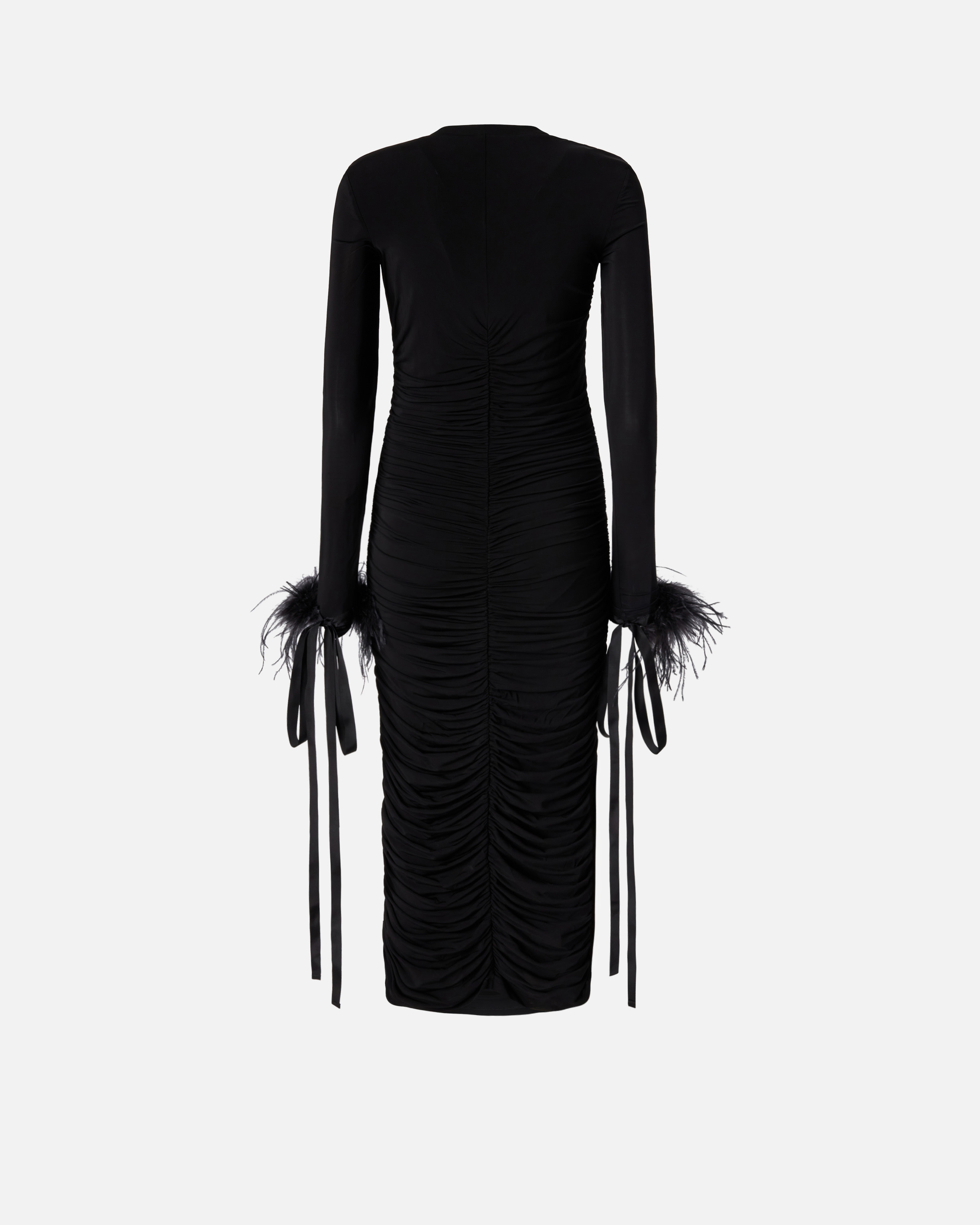 V-NECK DRESS WITH DRAPING - 2